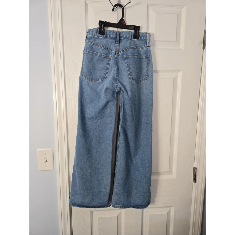 Old Navy Girls 14 High-Rise Baggy Wide-Leg Dark Wash Blue Denim Jeans Pockets